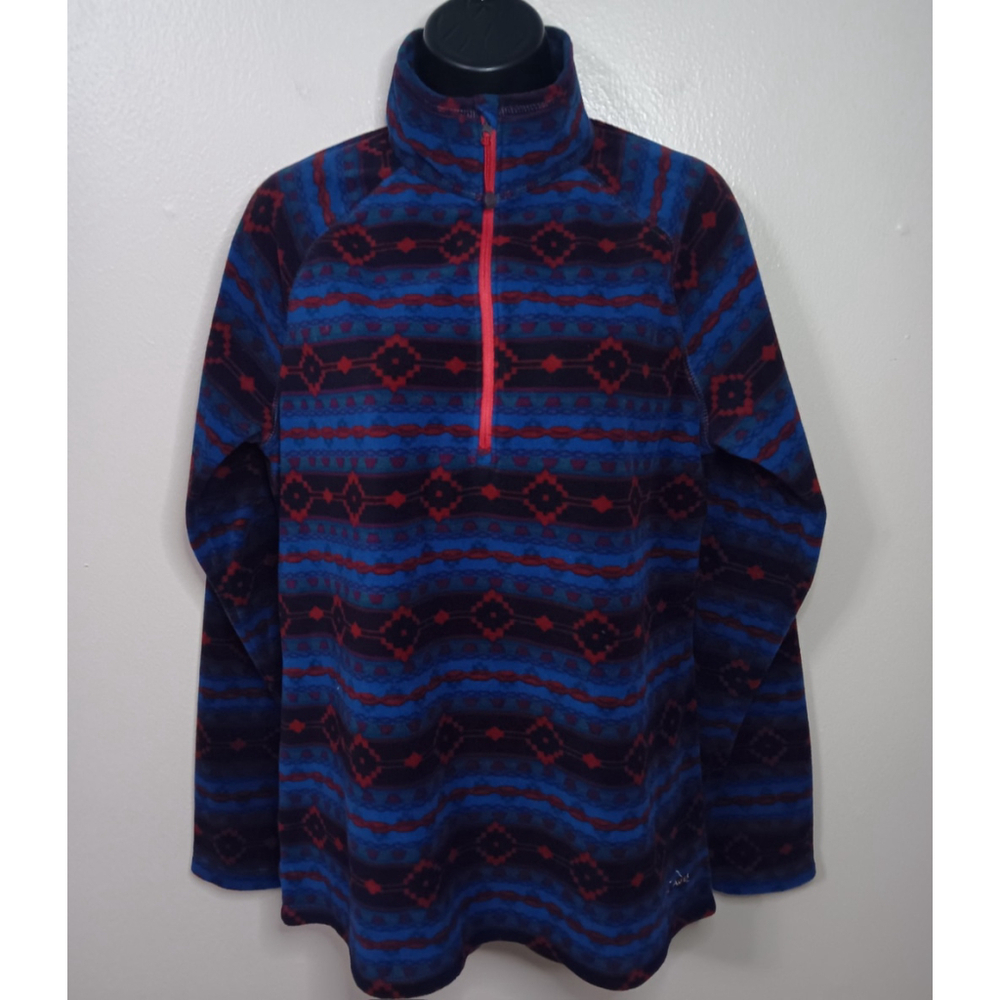 Eddie Bauer Women's Large 1/2 Zip Pullover Fleece Sweatshirt Aztec Tribal - Picture 2 of 12
